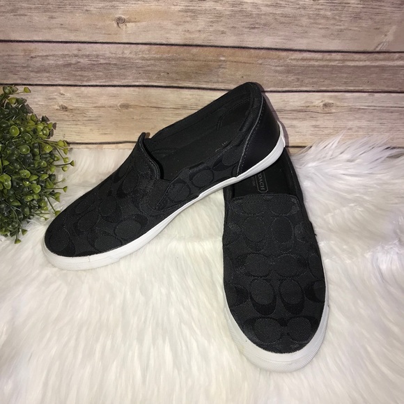 coach black slip on shoes